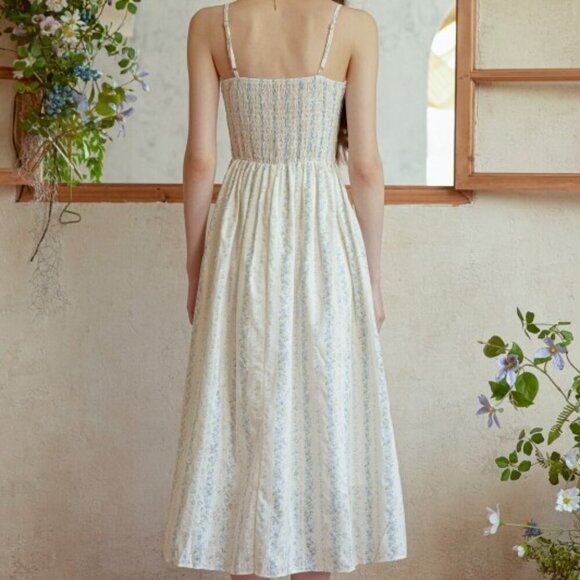 SECRET GARDENS BLUE LACE MIDI DRESS - Picture 2 of 4